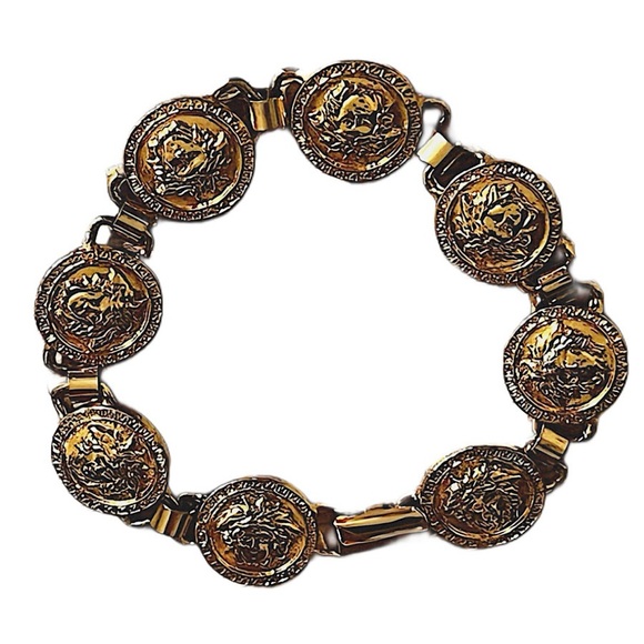 Authentic Vintage Gianni Versace Rare Gold Plated Medusa Choker & Bracelet Set - Picture 6 of 12